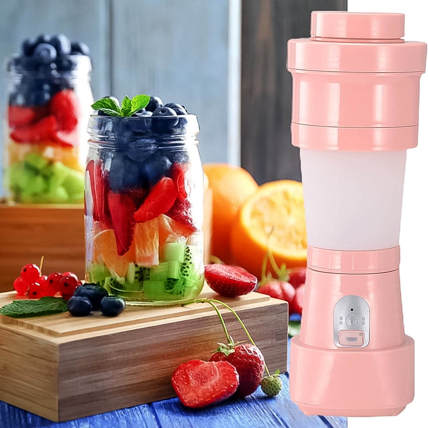 Foldable Electric Juicer Portable Blender Stainless Steel 6 Blades (500 Ml) Foldable Electric Juicer Portable Blender Stainless Steel 6 Blades (500 Ml)